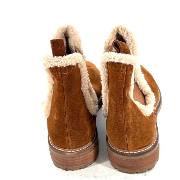 Steve Madden Leopold Boots 9 NWOT Brown Suede Ankle Booties Faux Fur - Picture 6 of 9